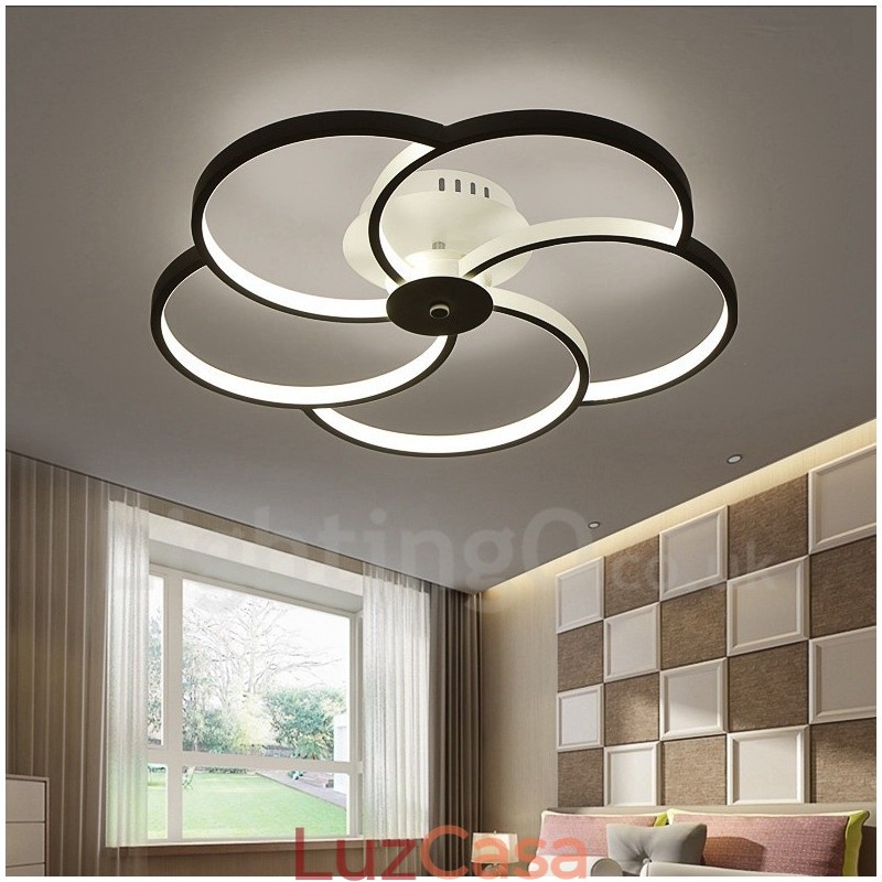 Lustre de metal integrado moderno e contemporâneo de 5 luzes
