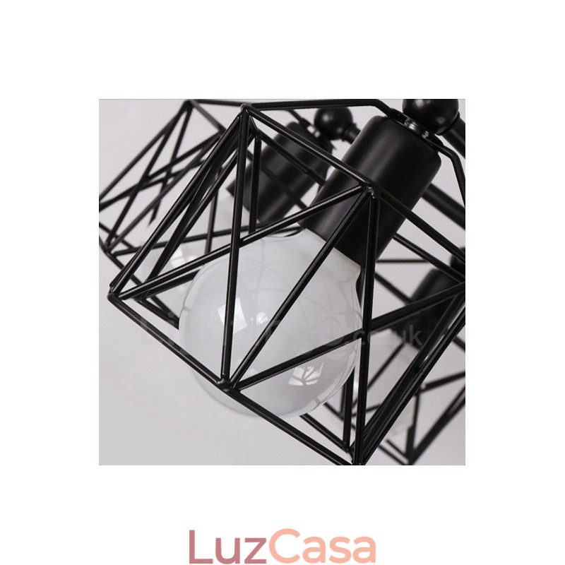 Lustre integrado rústico de 6 luzes