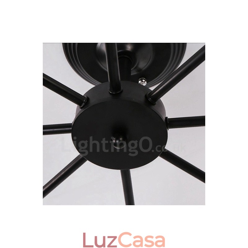 Lustre integrado rústico de 8 luzes