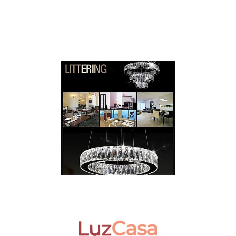 Luminária pendente de cristal moderna iluminação três anéis D204060 K9 grandes luminárias de teto de cristal