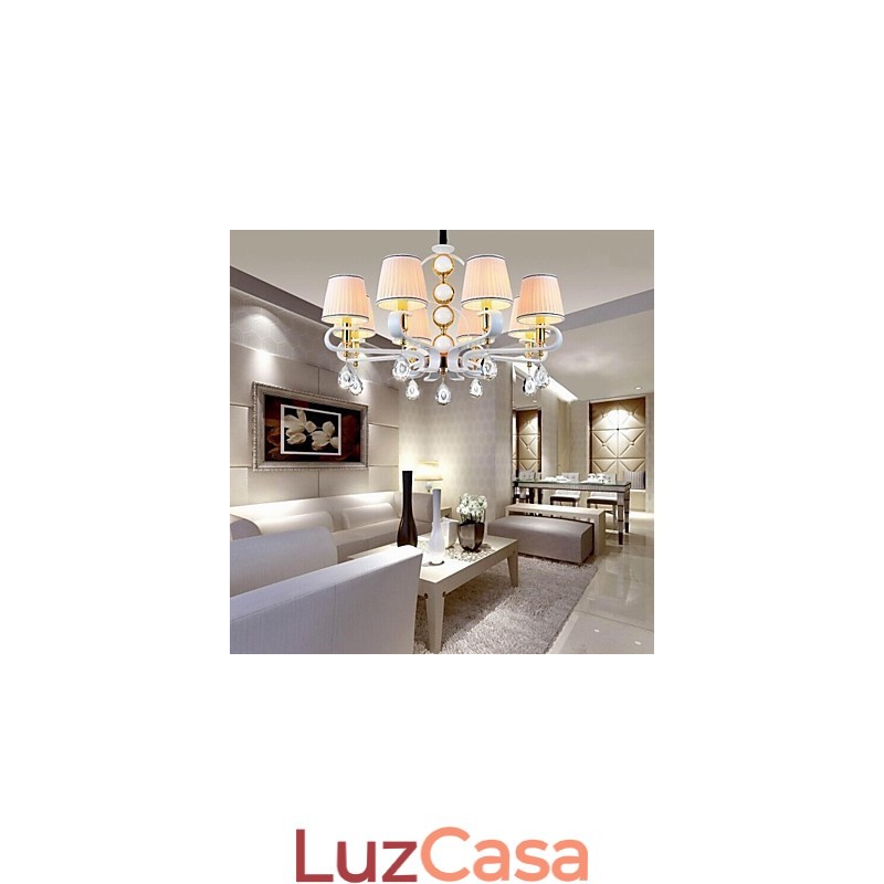 Lustre de tecido 8 luzes moderno minimalista lâmpada de alta qualidade