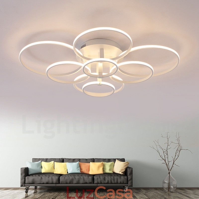 Luminária embutida de metal integrada contemporânea moderna com 8 luzes