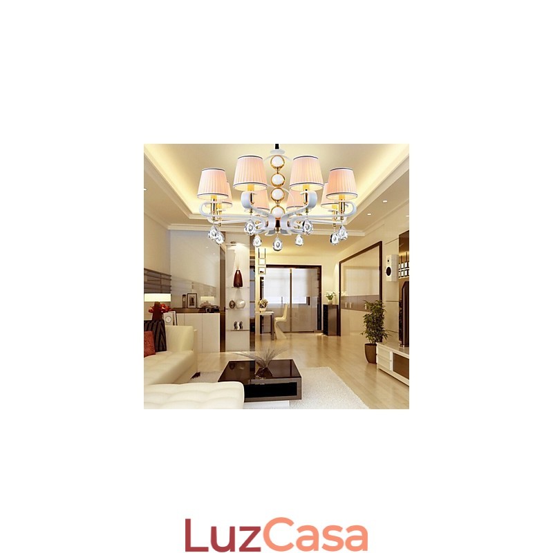 Lustre de tecido 8 luzes moderno minimalista lâmpada de alta qualidade