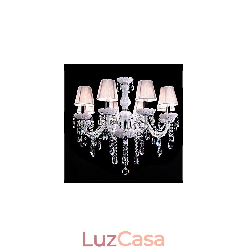 Lustre de cristal de luxo com 6 luzes, cor branca, lustre de cristal K9