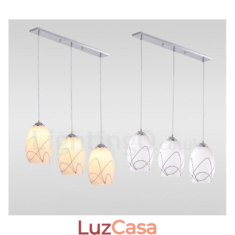 3 Luzes Modernas Contemporâneas Integradas de Metal Pendente