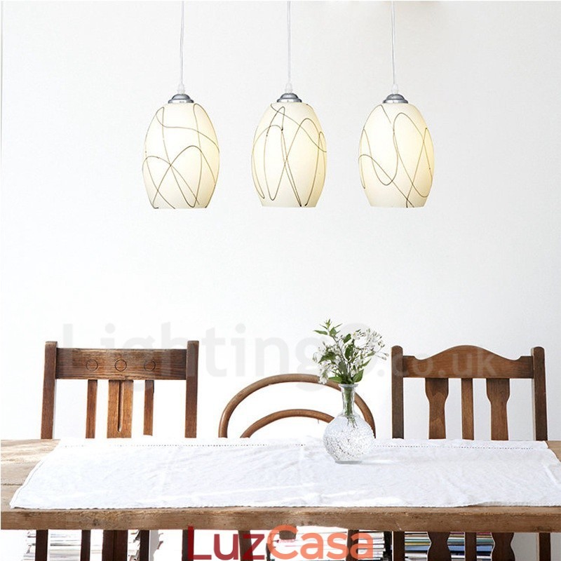 3 Luzes Modernas Contemporâneas Integradas de Metal Pendente