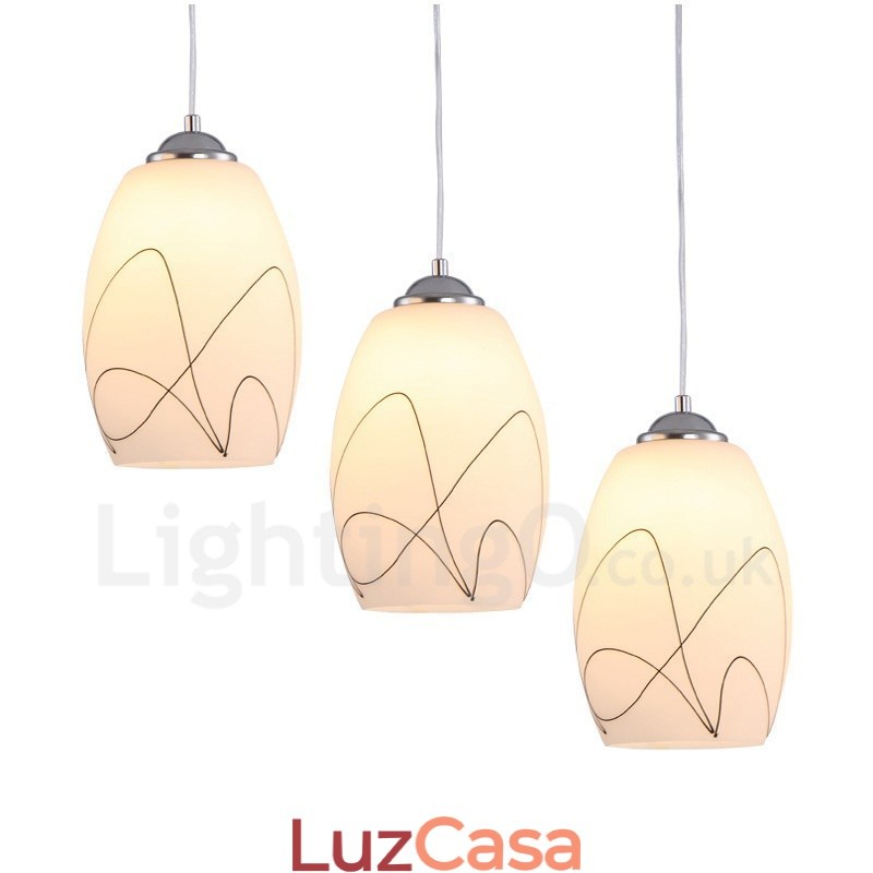 3 Luzes Modernas Contemporâneas Integradas de Metal Pendente