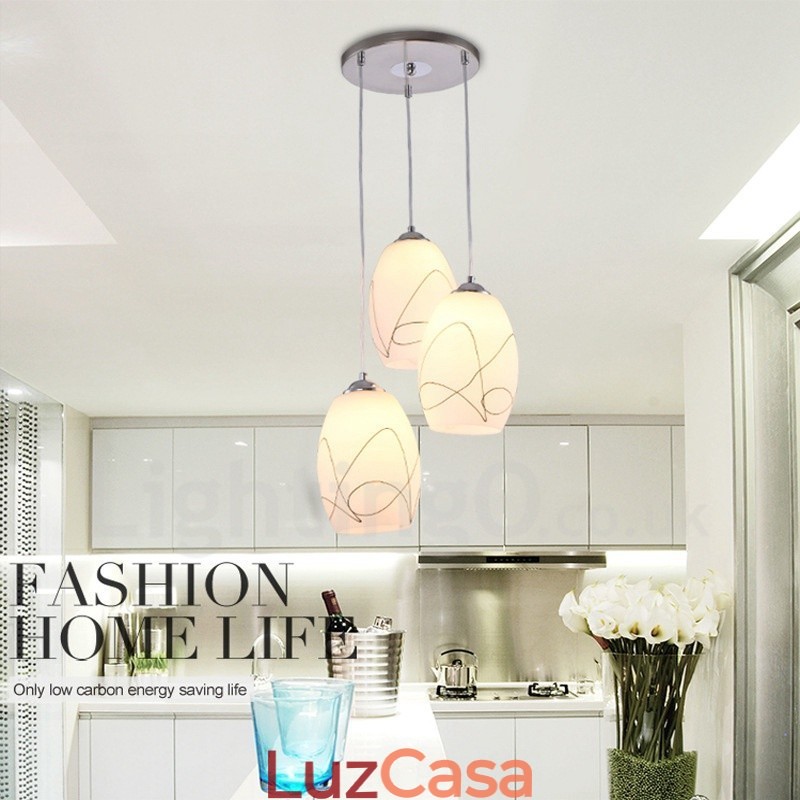 3 Luzes Modernas Contemporâneas Integradas de Metal Pendente