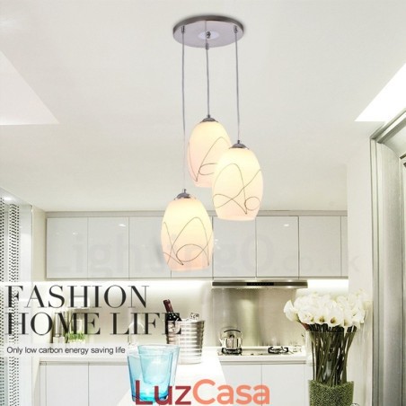 3 Luzes Modernas Contemporâneas Integradas de Metal Pendente 3 Luzes Modernas Contemporâneas Integradas de Metal Pendente