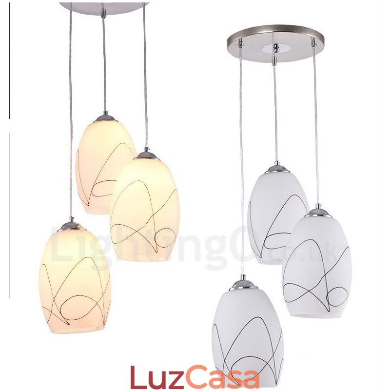 3 Luzes Modernas Contemporâneas Integradas de Metal Pendente
