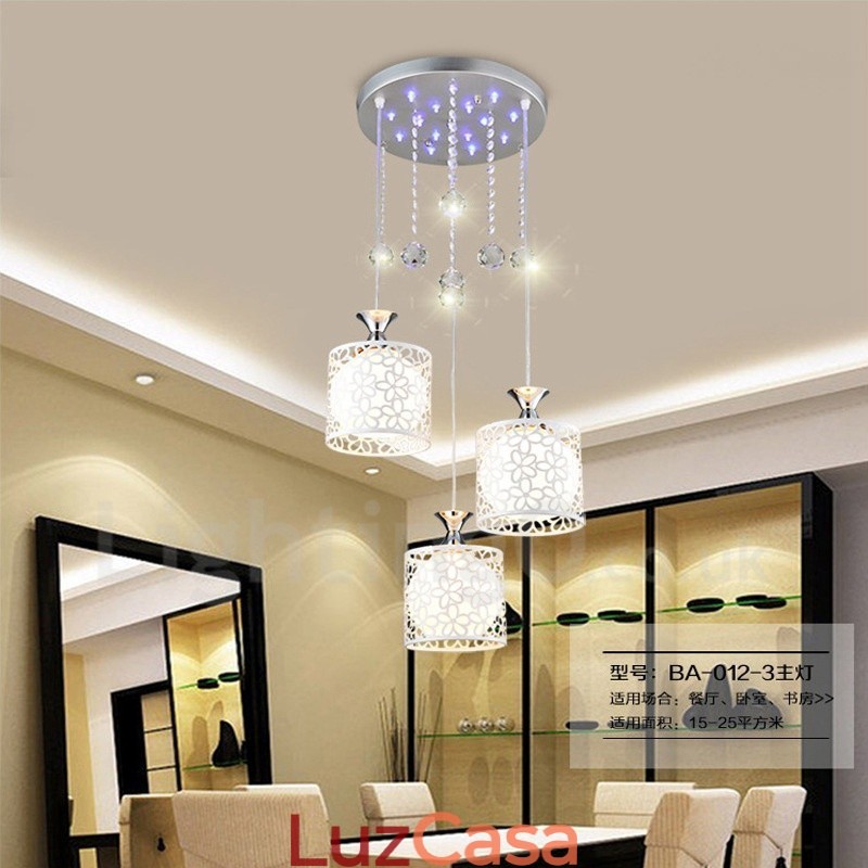 3 Luzes Modernas Contemporâneas Incandescentes de Metal Pendente