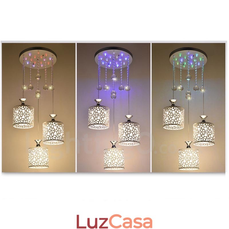 3 Luzes Modernas Contemporâneas Incandescentes de Metal Pendente