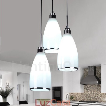 3 Luzes Modernas Contemporâneas Integradas de Metal Pendente
