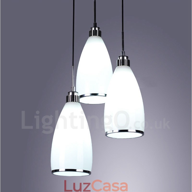 3 Luzes Modernas Contemporâneas Integradas de Metal Pendente
