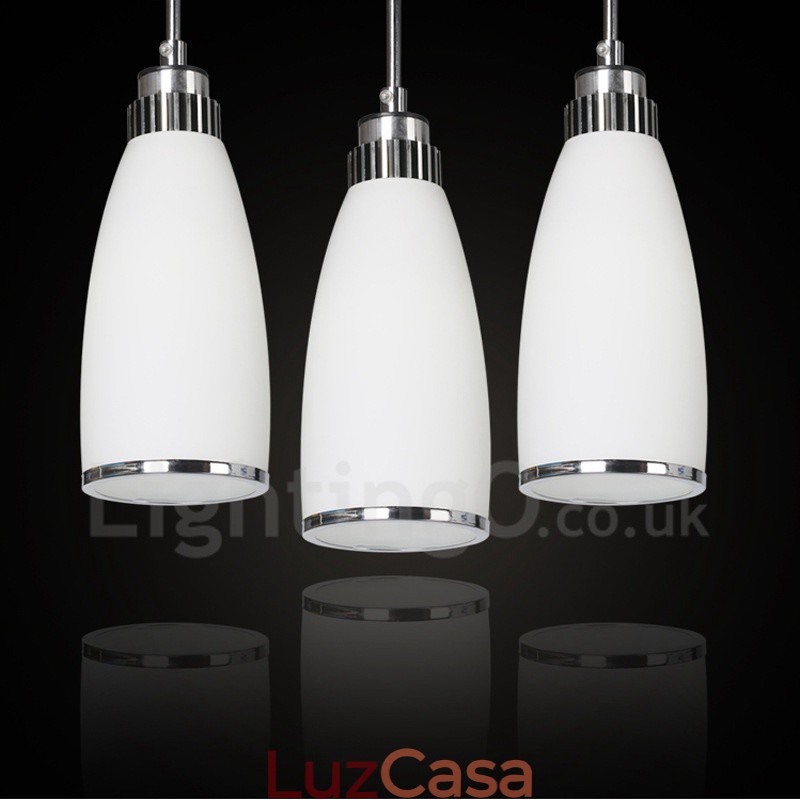 3 Luzes Modernas Contemporâneas Integradas de Metal Pendente