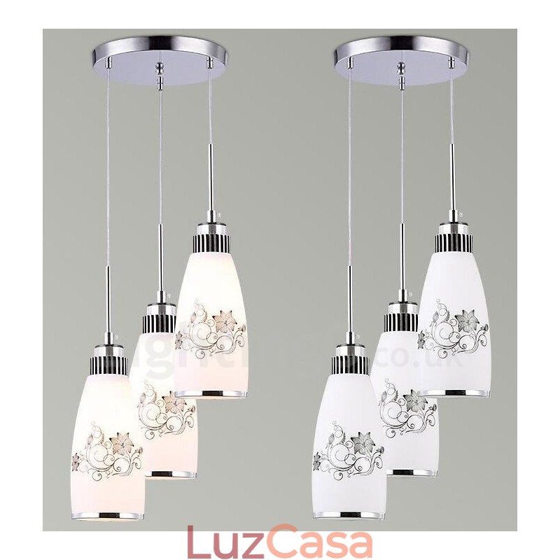 3 Luzes Modernas Contemporâneas Integradas de Metal Pendente