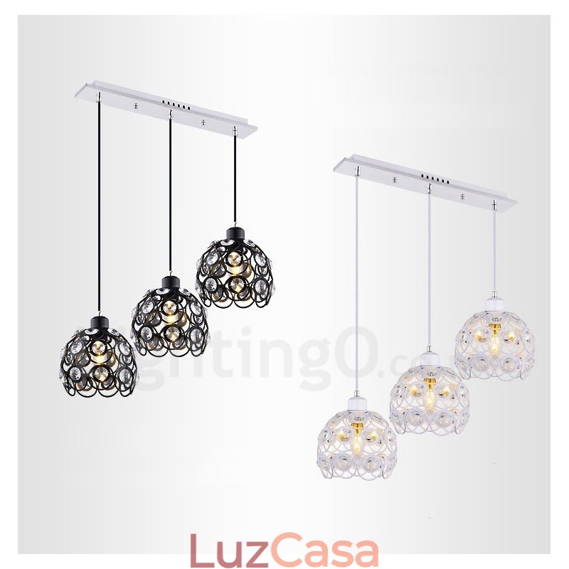 Luminária pendente integrada rústica de 3 luzes
