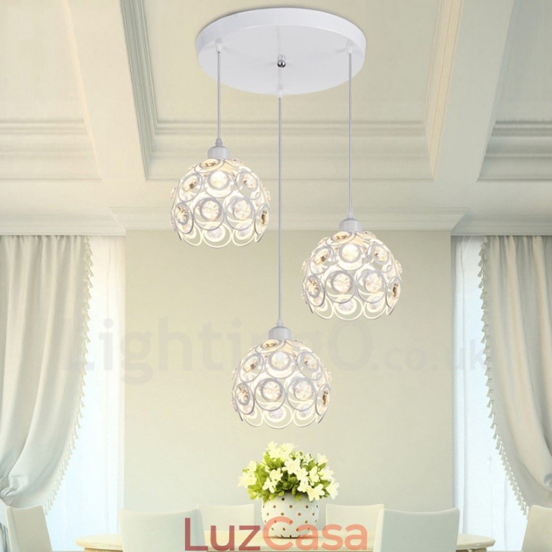 Luminária pendente integrada rústica de 3 luzes