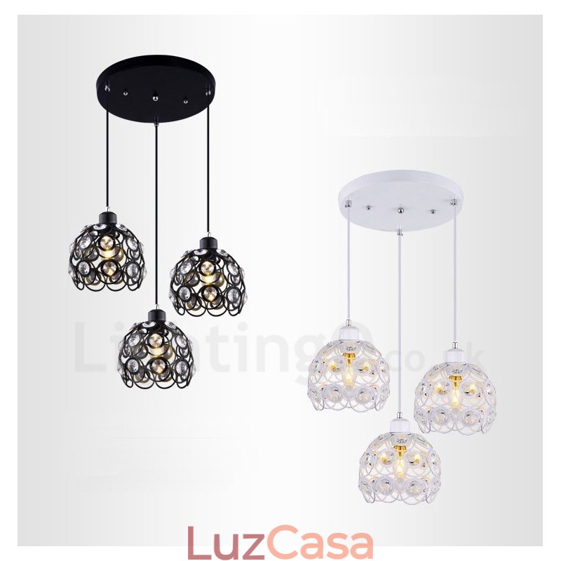 Luminária pendente integrada rústica de 3 luzes