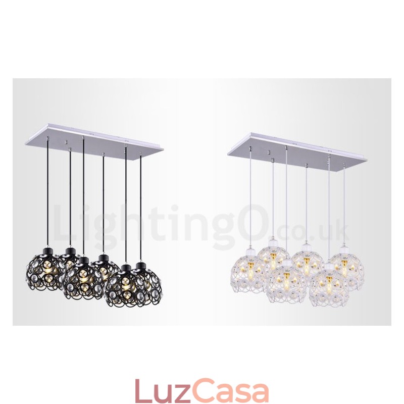 Luminária pendente integrada rústica de 6 luzes