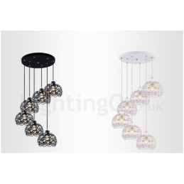 Luminária pendente integrada rústica de 6 luzes