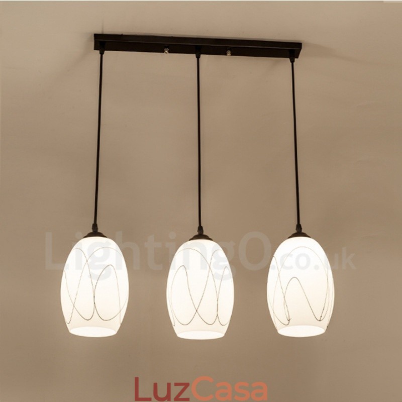 3 Luzes Rústicas Lodge Luminária Pendente Integrada de Metal