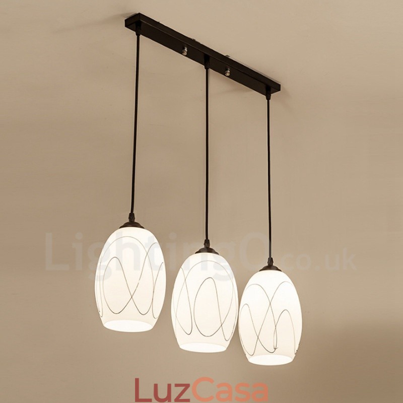 3 Luzes Rústicas Lodge Luminária Pendente Integrada de Metal