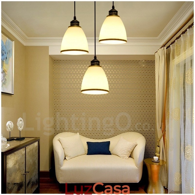 3 Luzes Rústicas Lodge Luminária Pendente Integrada de Metal