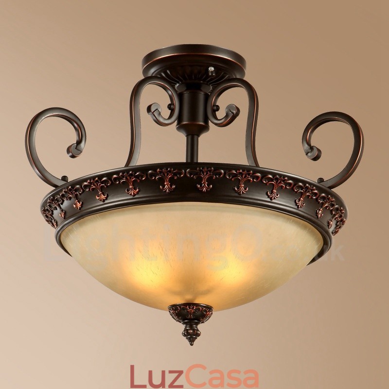 Luminária de teto embutida de metal integrada rústica de luz única