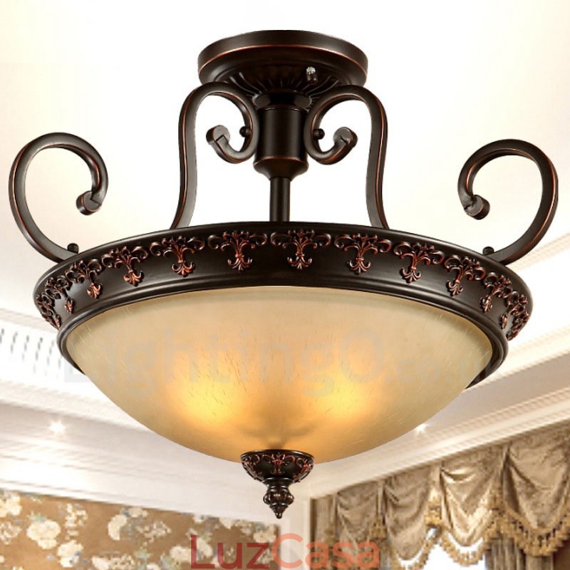 Luminária de teto embutida de metal integrada rústica de luz única