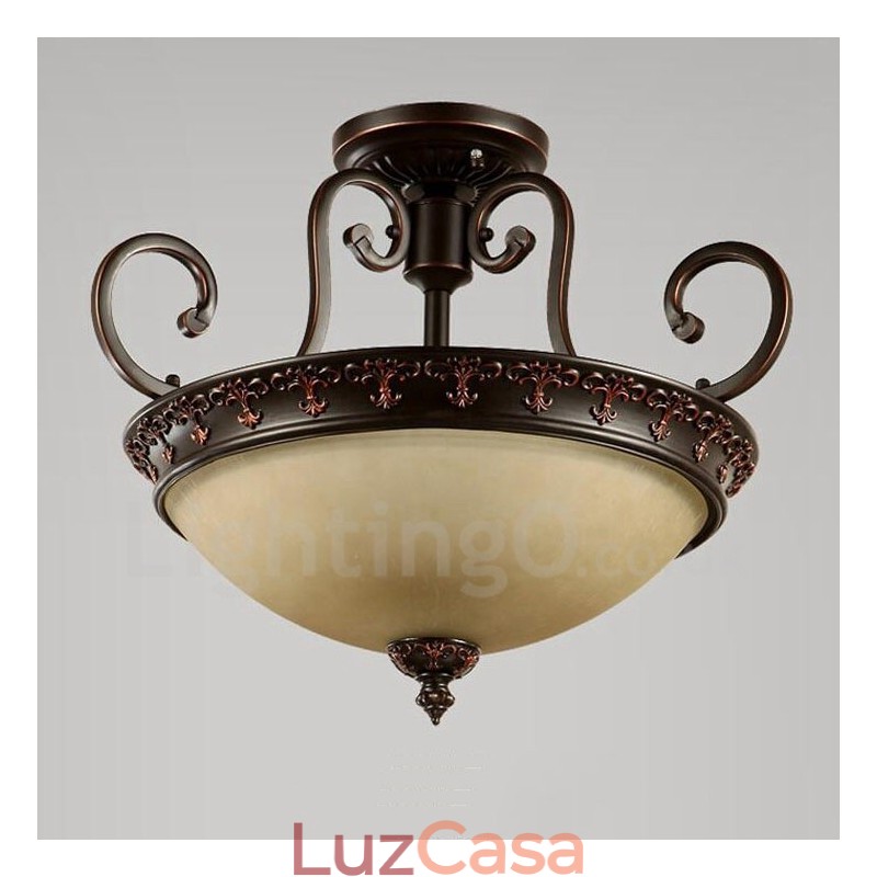 Luminária de teto embutida de metal integrada rústica de luz única