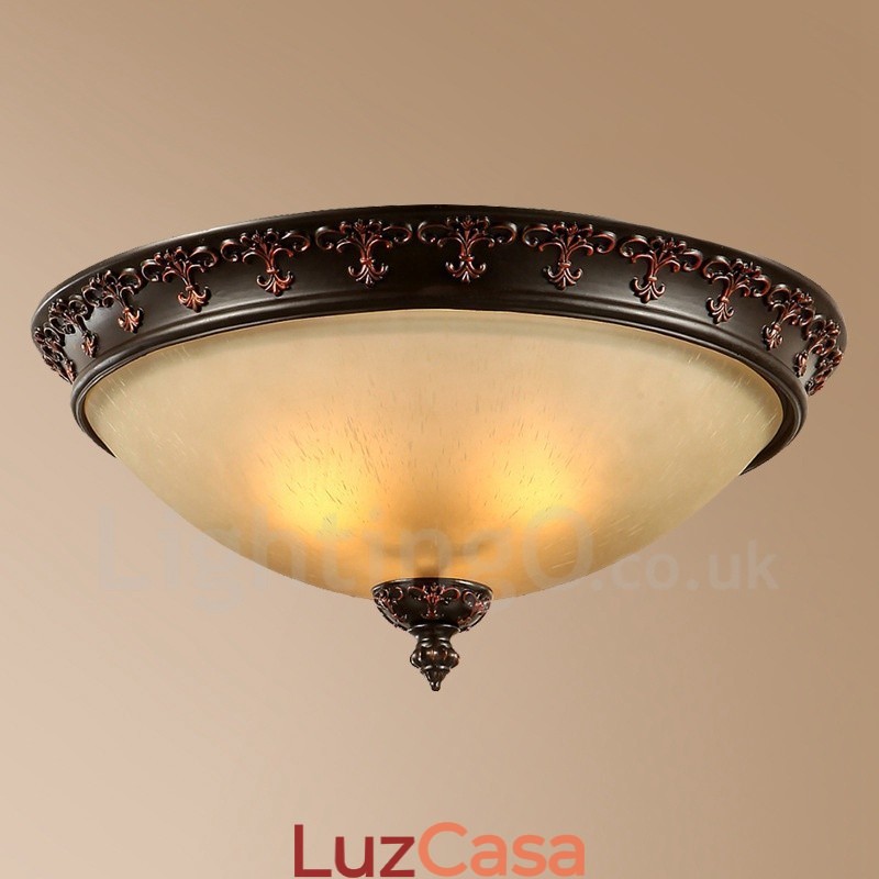 Luminária de teto embutida de metal integrada rústica de luz única