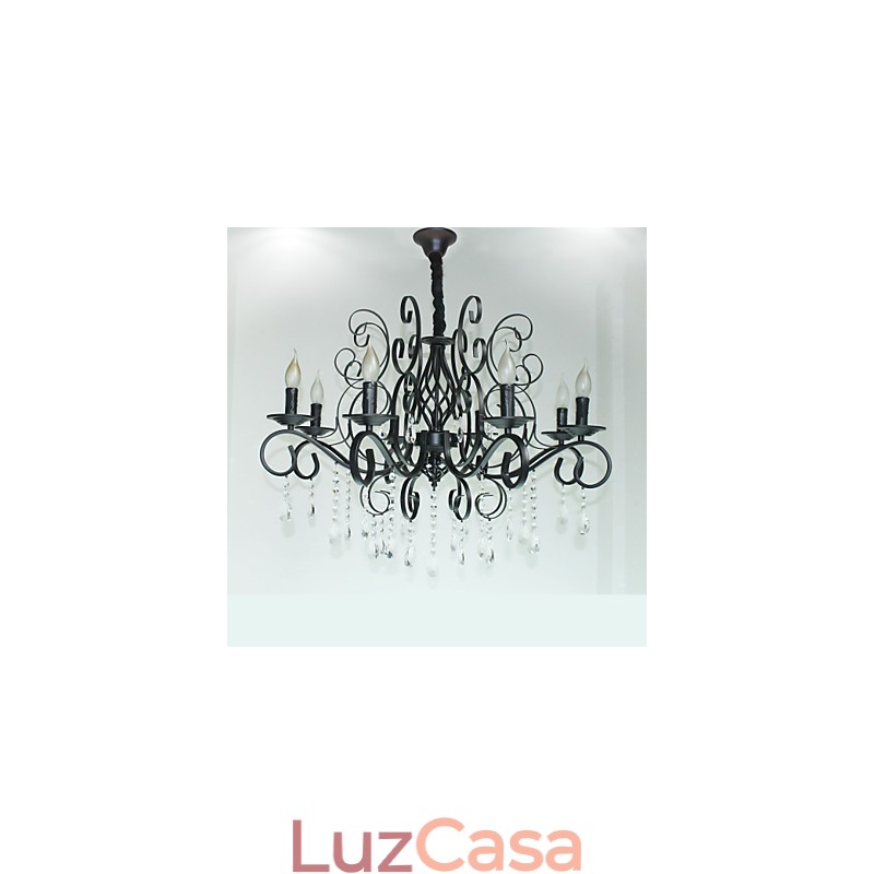 8 cabeças de lustre de metal de lâmpada de cristal de estilo europeu