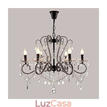 Lustre de cristal de 6 luzes moderno contemporâneo tradicional clássico rústico lodge vintage retrô Lustre de cristal de 6 luzes moderno contemporâneo tradicional clássico rústico lodge vintage retrô
