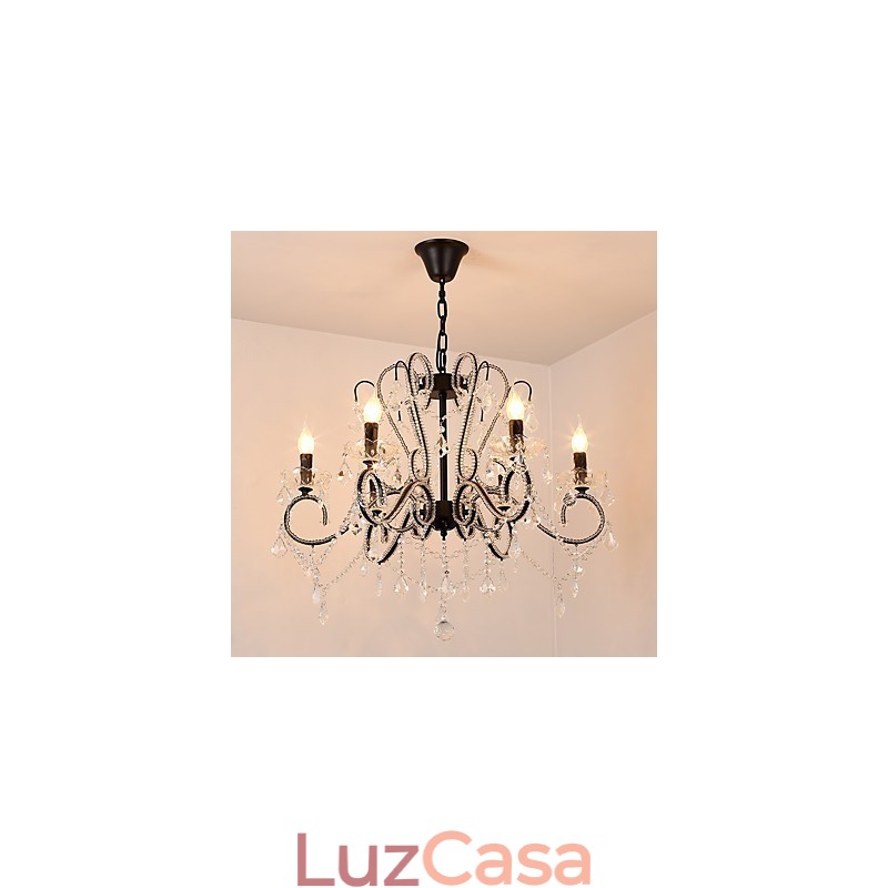 Lustre de cristal de 6 luzes moderno contemporâneo tradicional clássico rústico lodge vintage retrô