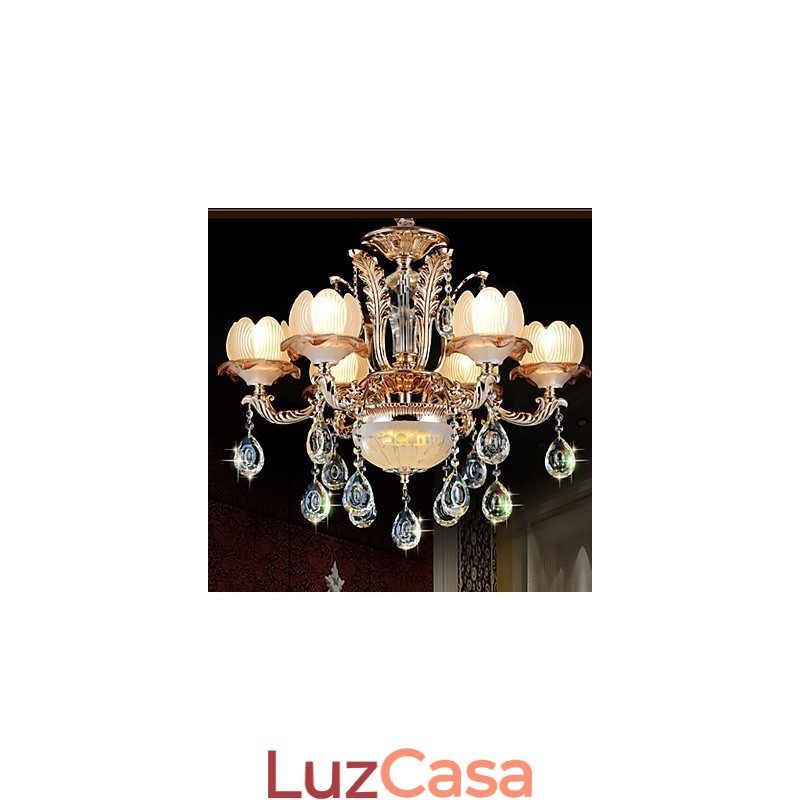 Pingente de cristal estilo europeu, estilo simples de liga, iluminação retrô
