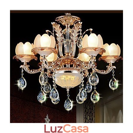 Pingente de cristal estilo europeu, estilo simples de liga, iluminação retrô Pingente de cristal estilo europeu, estilo simples de liga, iluminação retrô