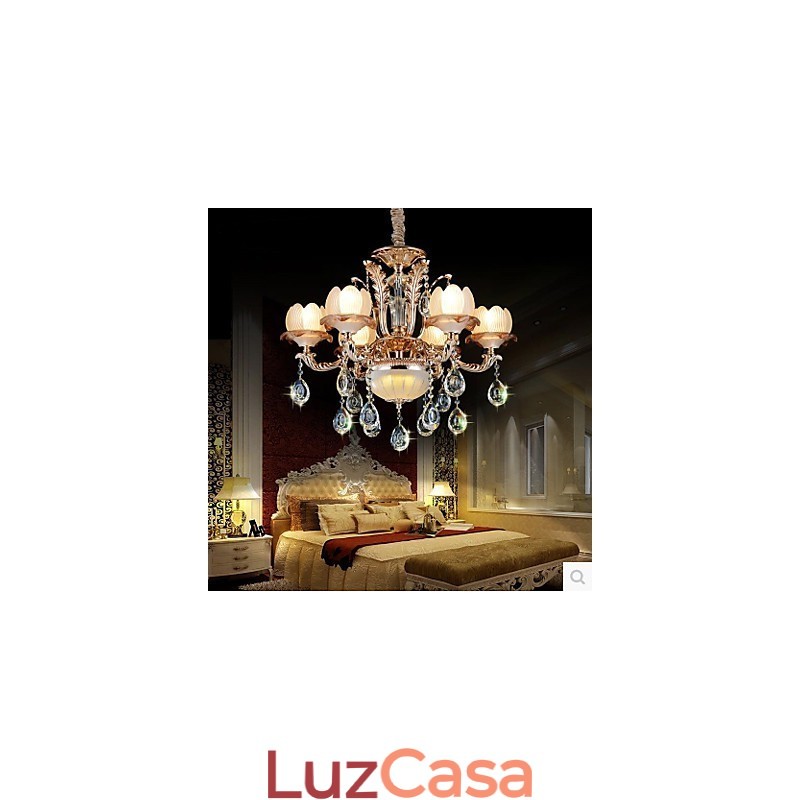 Pingente de cristal estilo europeu, estilo simples de liga, iluminação retrô