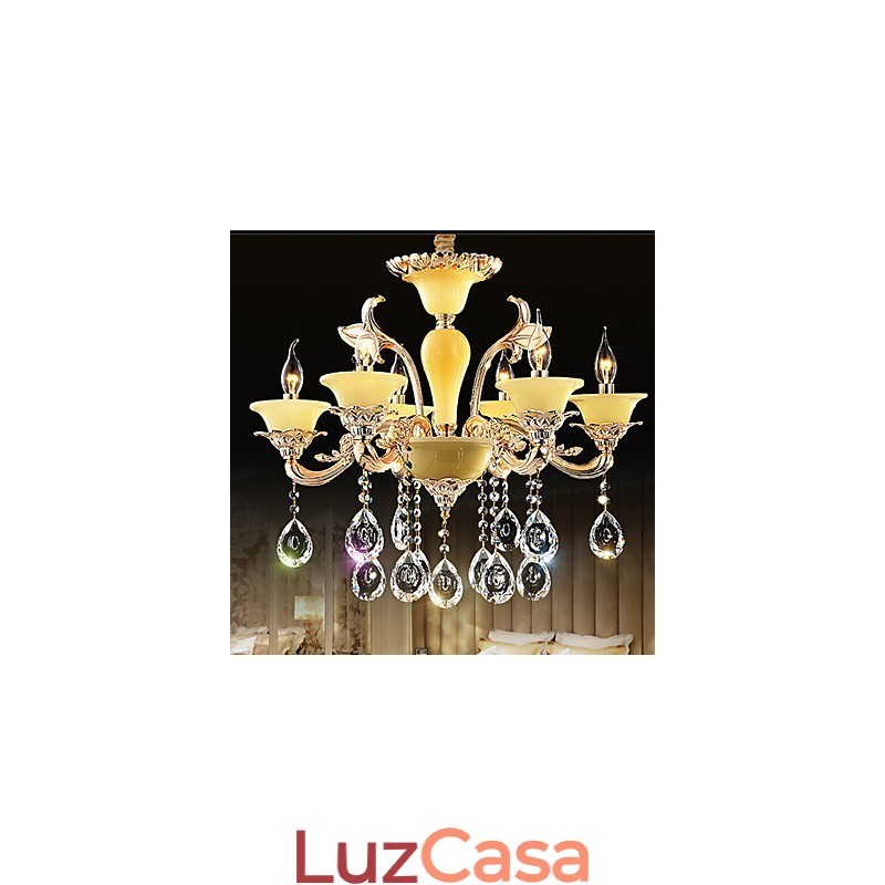 Luminária pendente de cristal europeia Luminária pendente de cristal de liga de zinco