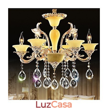 Luminária pendente de cristal europeia Luminária pendente de cristal de liga de zinco