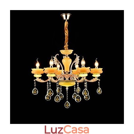 Recurso de liga de zinco clássico tradicional para lustre de metal estilo mini cristal com 6 lâmpadas Recurso de liga de zinco clássico tradicional para lustre de metal estilo mini cristal com 6 lâmpadas