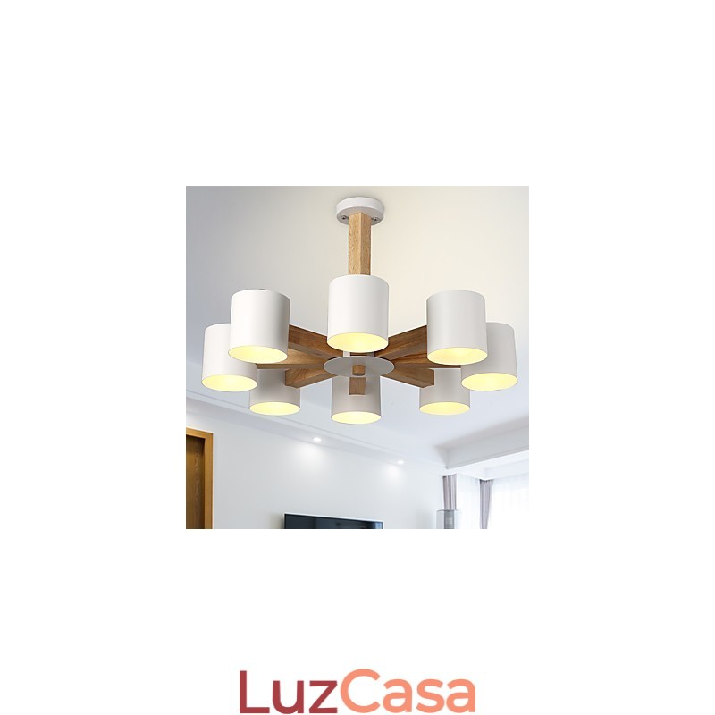 8 Luzes Lustre Moderno Contemporâneo Tradicional Clássico Vintage Country Madeira Característica para Madeira