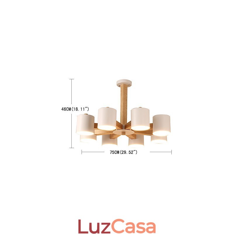 8 Luzes Lustre Moderno Contemporâneo Tradicional Clássico Vintage Country Madeira Característica para Madeira