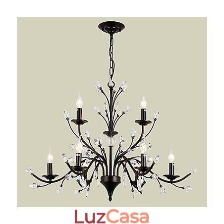 Lustre de cristal de 9 luzes moderno contemporâneo tradicional clássico vintage retrô country pintura característica Lustre de cristal de 9 luzes moderno contemporâneo tradicional clássico vintage retrô country pintura característica