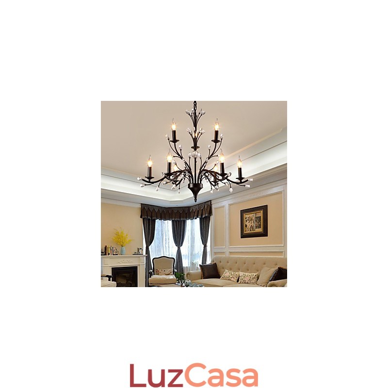 Lustre de cristal de 9 luzes moderno contemporâneo tradicional clássico vintage retrô country pintura característica