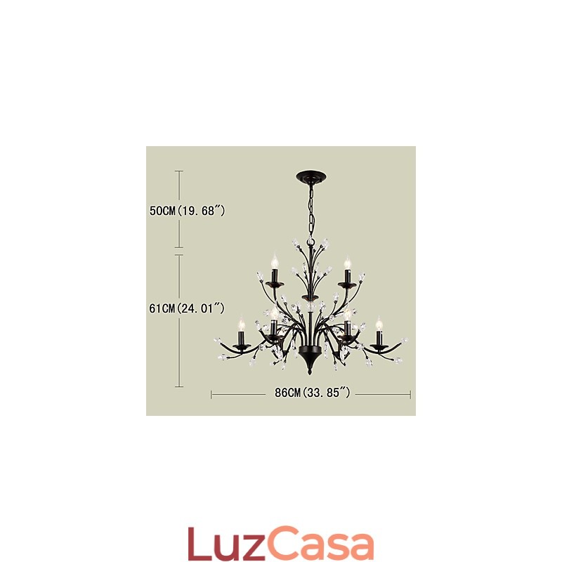 Lustre de cristal de 9 luzes moderno contemporâneo tradicional clássico vintage retrô country pintura característica