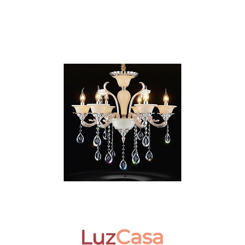 Luminária pendente de cristal europeia Luminária pendente de cristal de liga de zinco