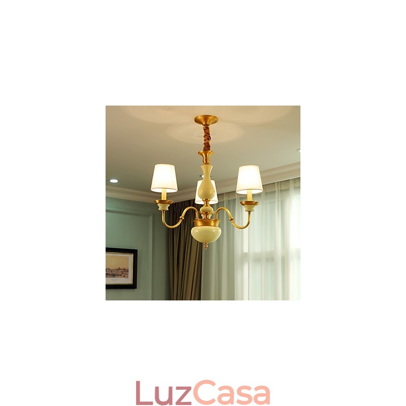 Lustre todo em cobre Lustre decorativo em jade