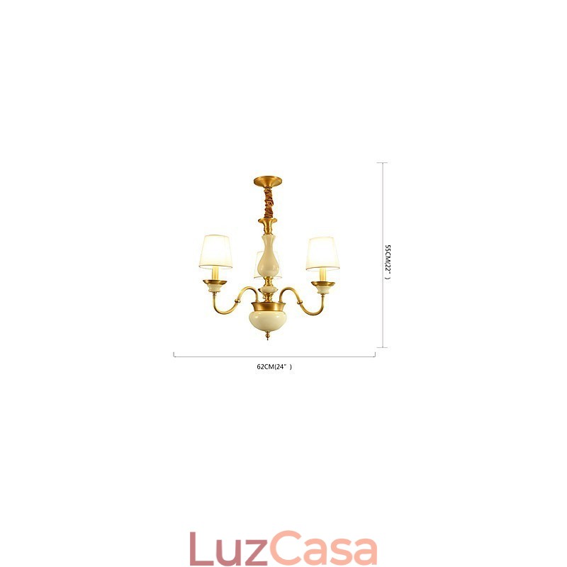 Lustre todo em cobre Lustre decorativo em jade