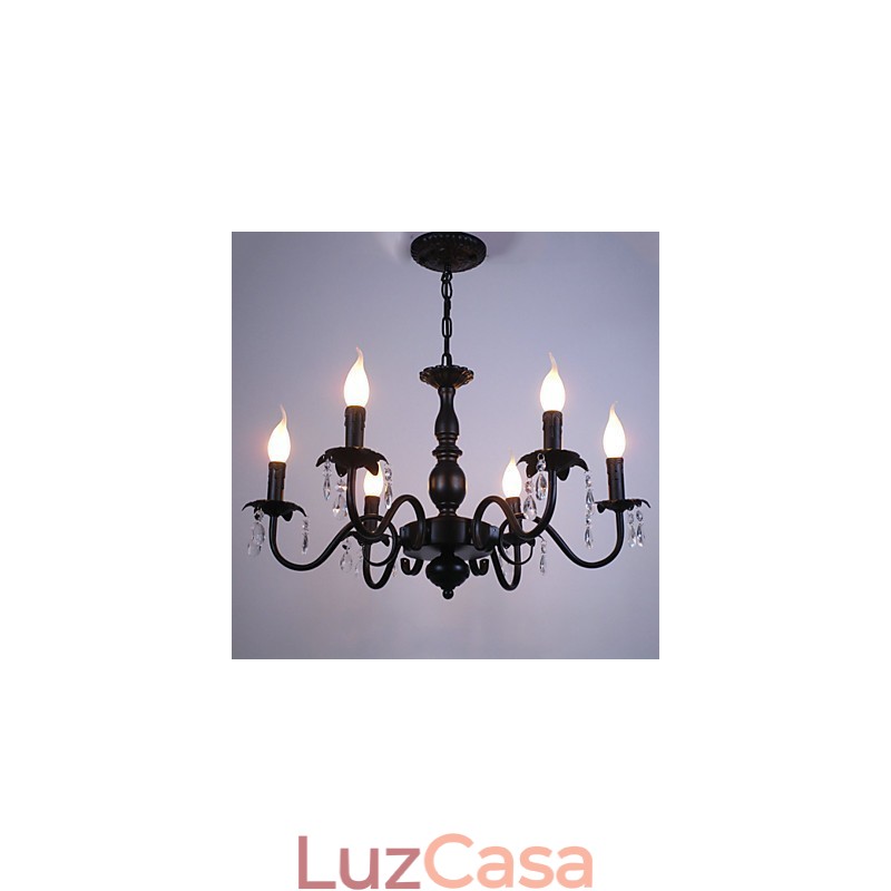 Lustre de estilo europeu, vela, lâmpada de cristal, simples, ferro, arte, lâmpada, decorativa